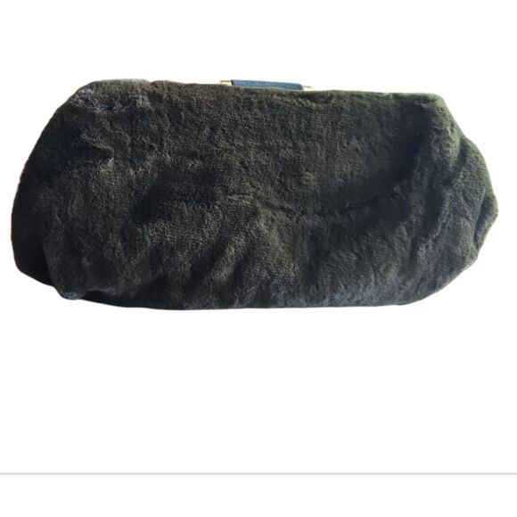 Bam Forever Handbags - Vintage Inspired Olive Green Faux Fur Clutch Bag Classic Minimalist Evening NWT